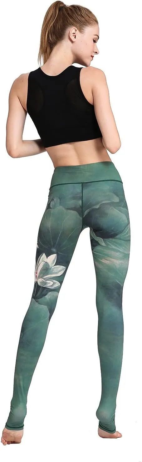 Over The Heel Yoga Pants Women Printed Stirrup Pants High Waist Yoga Leggings