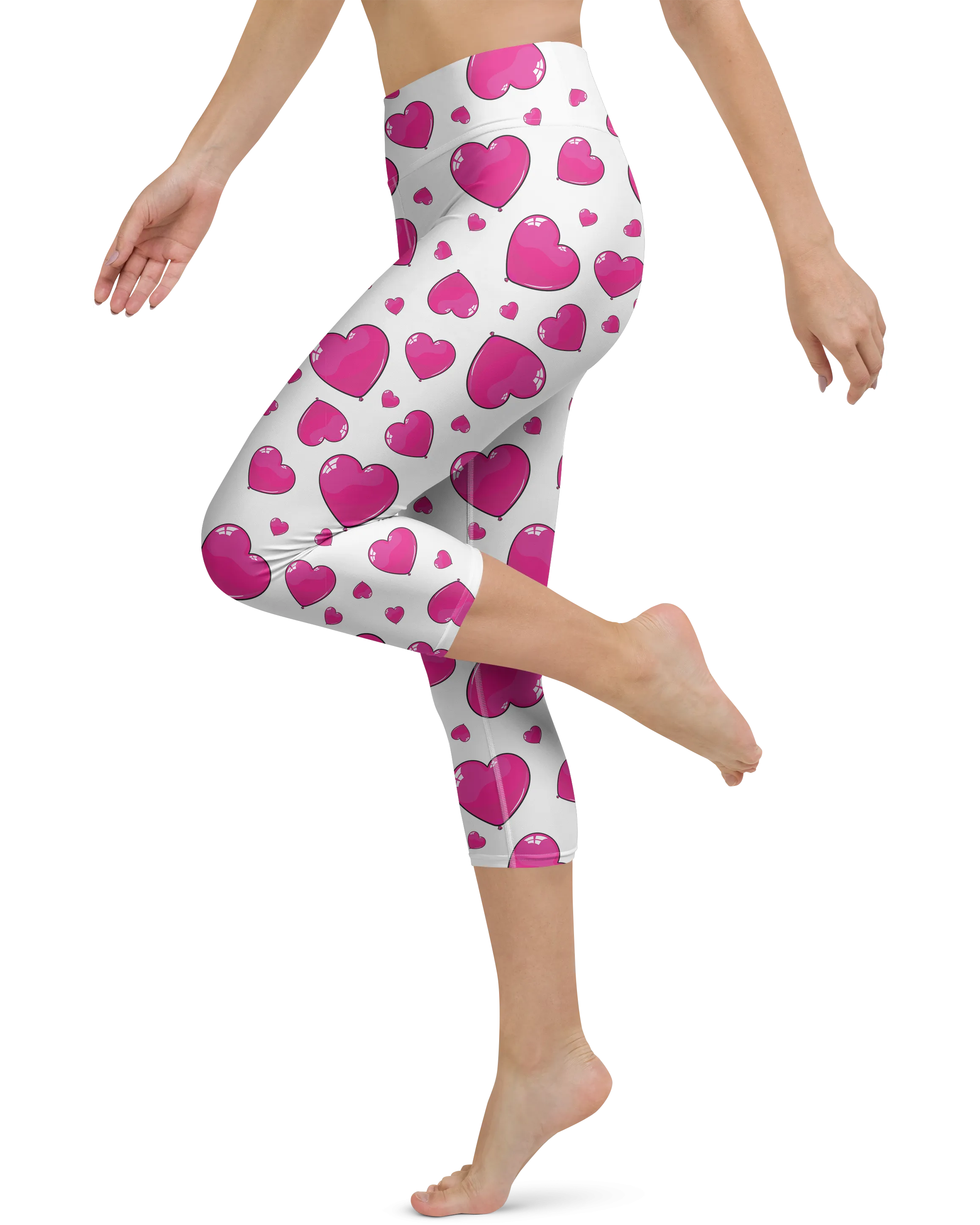 Pink Heart Shaped Balloons Yoga Capris