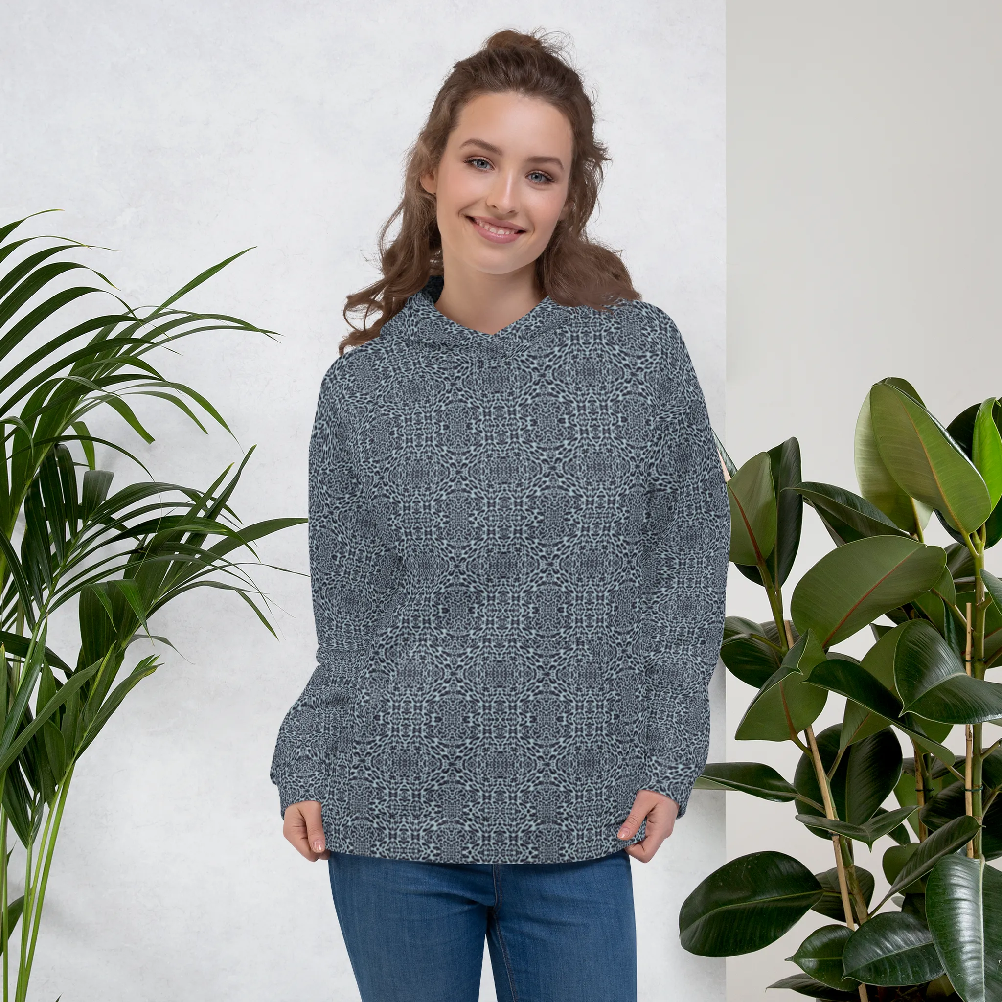 Recursia Contemplative Jaguar II Women's Hoodie In Blue