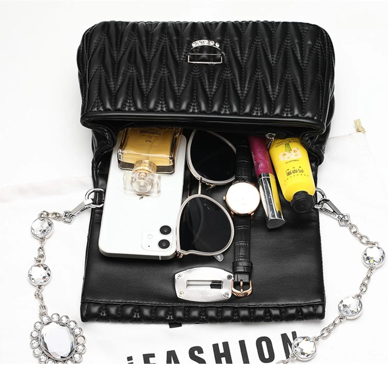 Rhinestones, Ruffles, Quilted Chain Bags, Crossbody Sheepskin Women's Bags, Armpit Shoulder Bags, Handbags