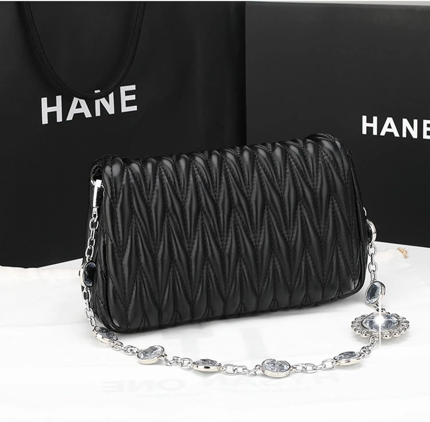 Rhinestones, Ruffles, Quilted Chain Bags, Crossbody Sheepskin Women's Bags, Armpit Shoulder Bags, Handbags