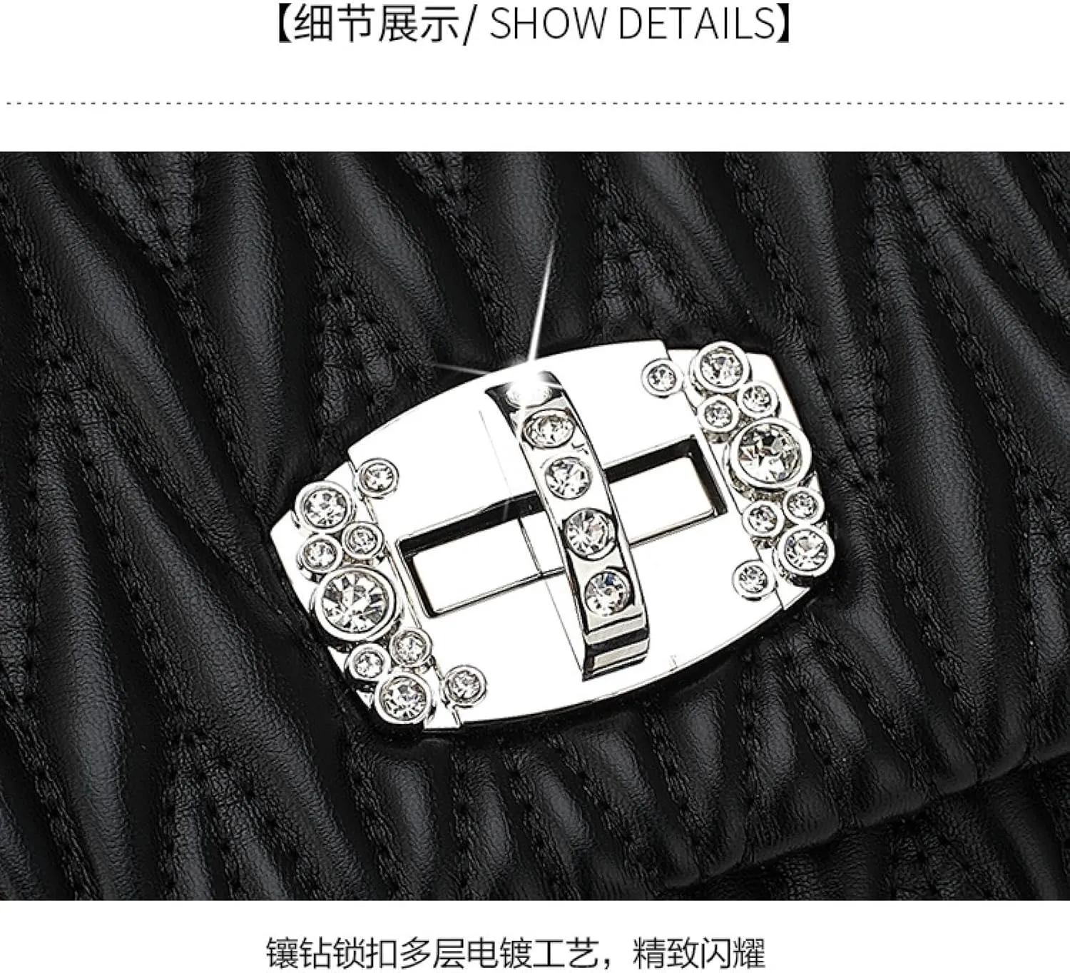 Rhinestones, Ruffles, Quilted Chain Bags, Crossbody Sheepskin Women's Bags, Armpit Shoulder Bags, Handbags