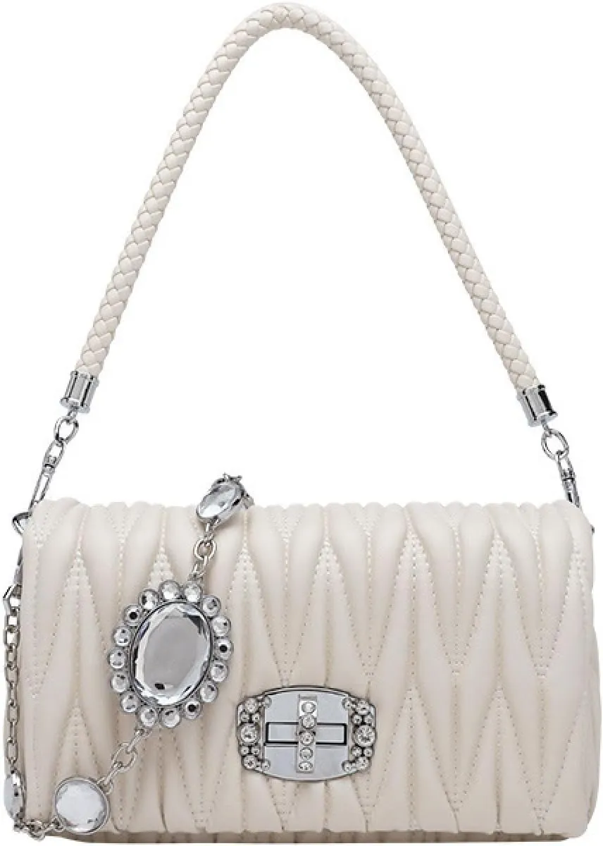 Rhinestones, Ruffles, Quilted Chain Bags, Crossbody Sheepskin Women's Bags, Armpit Shoulder Bags, Handbags
