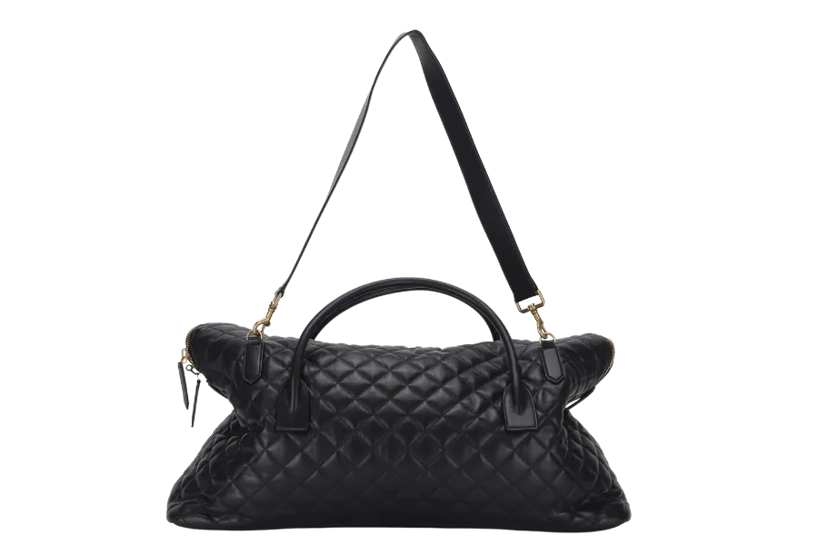 SAINT LAURENT YSL ES GIANT TRAVEL BAG QUILTED LEATHER BLACK COLOR GOLD HARDWARE WITH LOCK&KEYS AND DUST COVER