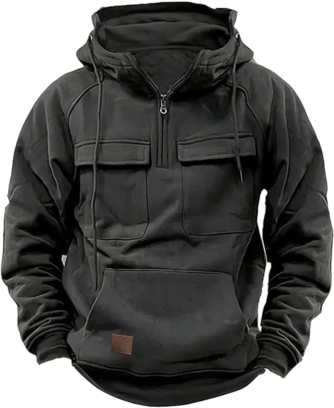 Tactical Sweatshirts Men Hoodies 1/4 Zip Winter Long Sleeve Workout Gym Cargo Pullover Sports Outdoor Winter Jacket