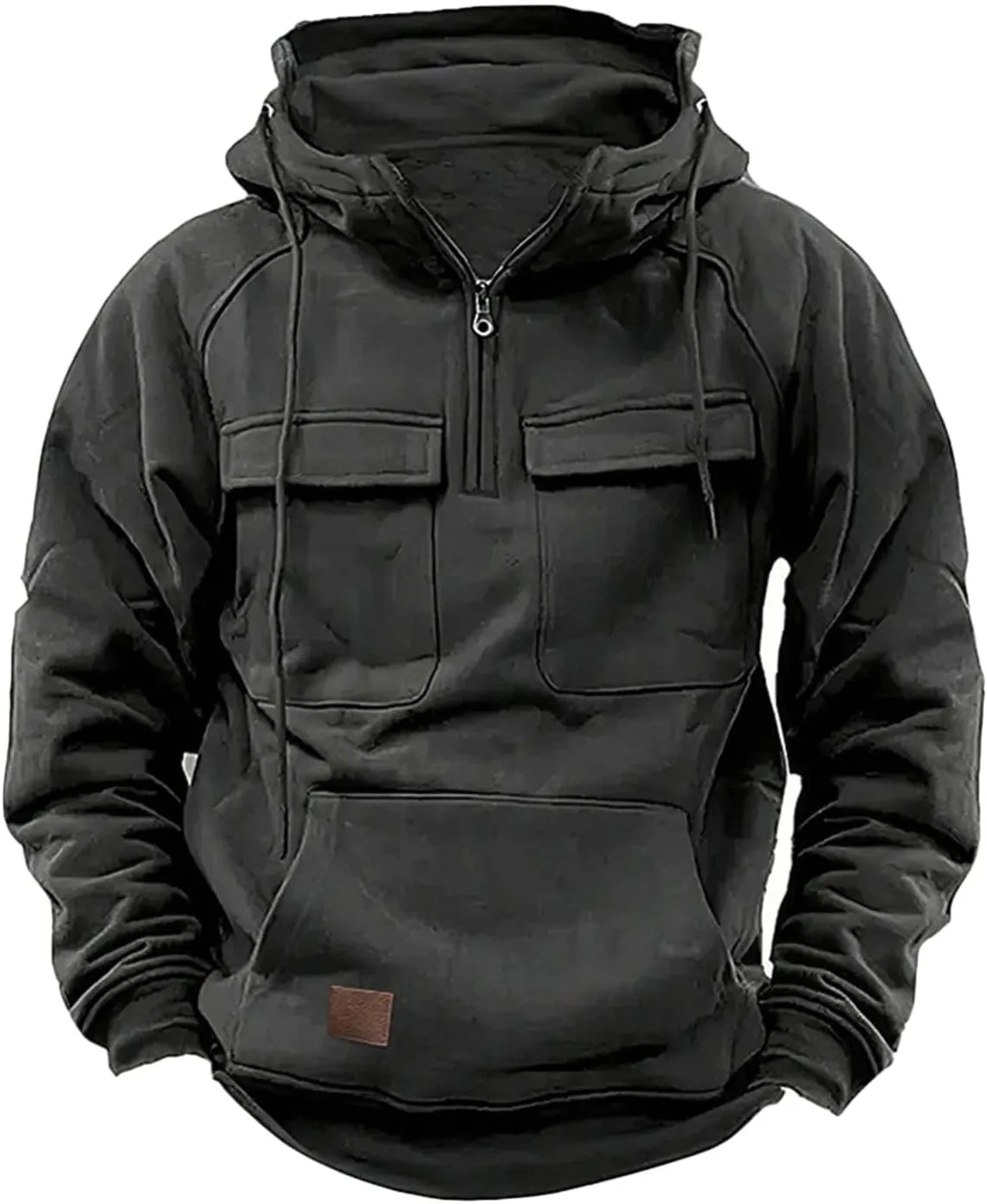 Tactical Sweatshirts Men Hoodies 1/4 Zip Winter Long Sleeve Workout Gym Cargo Pullover Sports Outdoor Winter Jacket