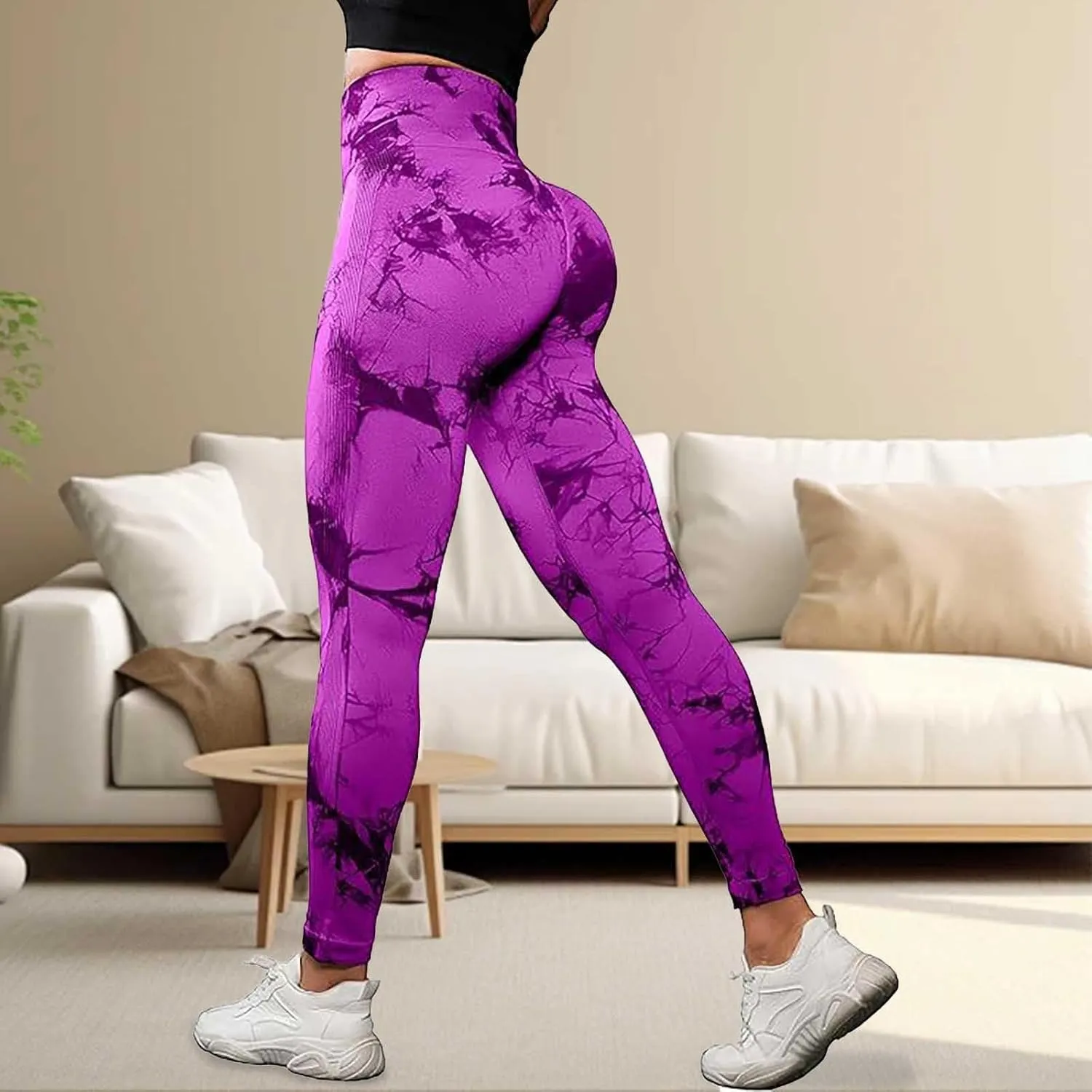 Tie Dye Seamless Leggings for Women High Waist Yoga Pants - Exercise Pants for Running Cycling Yoga Workout