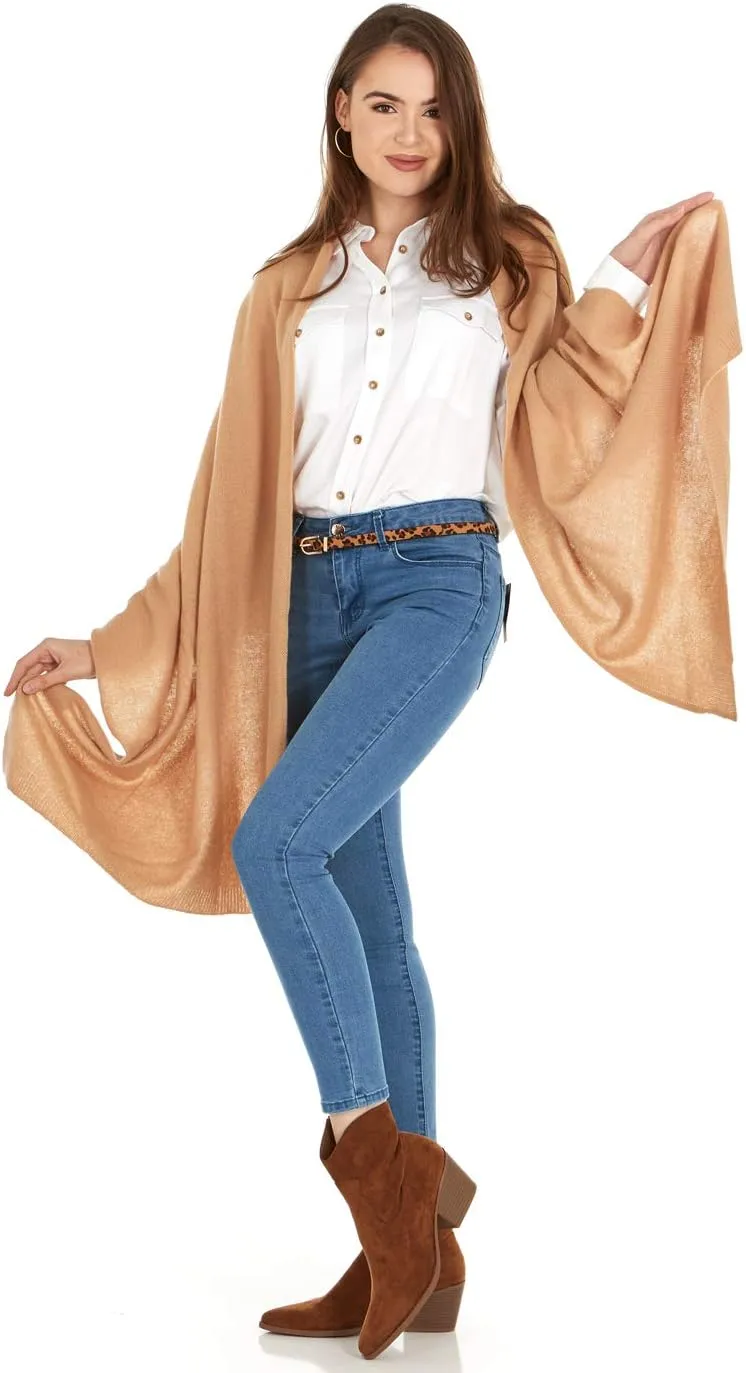 Velanio Cashmere 100% Cashmere Knitted Wrap Pashmina Shawl Extra Large Scarf Stole for Women Travel