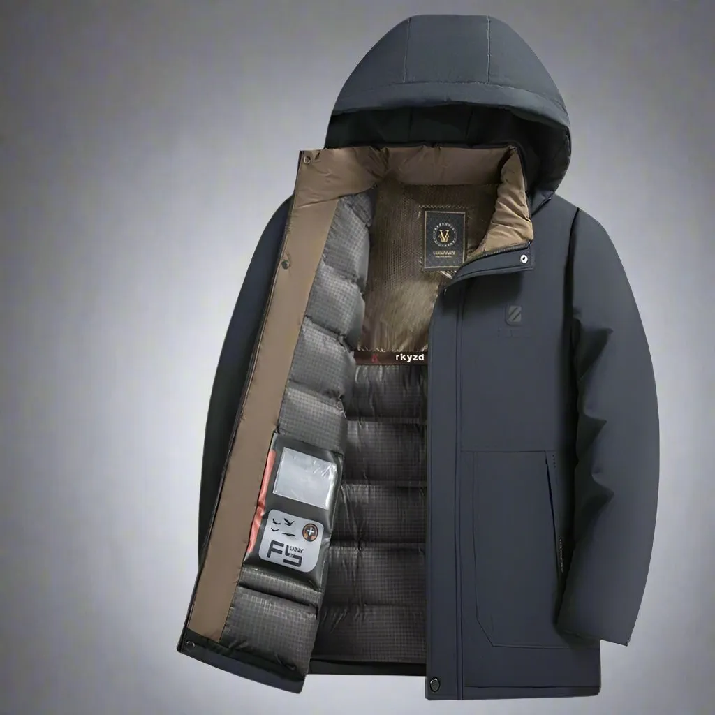Winter Mid-length Fleece-lined Thick Down Jacket