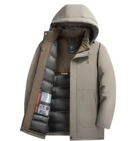 Winter Mid-length Fleece-lined Thick Down Jacket