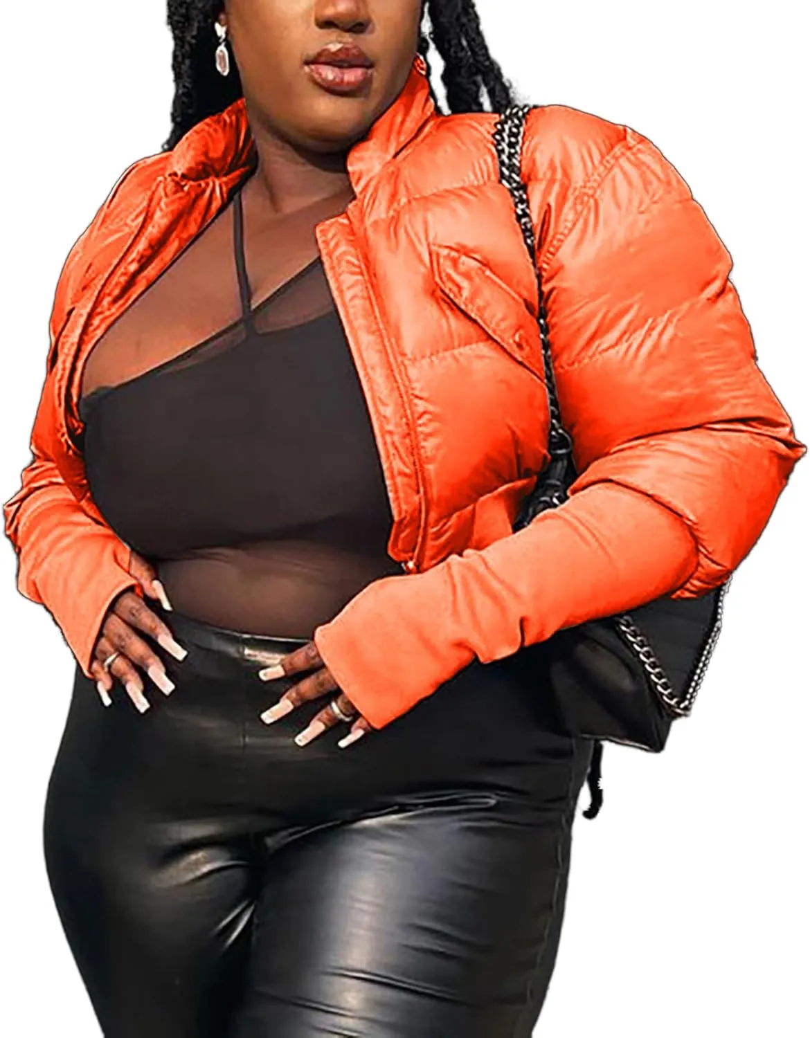 Women's Puffer Quilted Lightweight Jackets Cropped Zip Up Bubble Coats Warm Padded Outwear