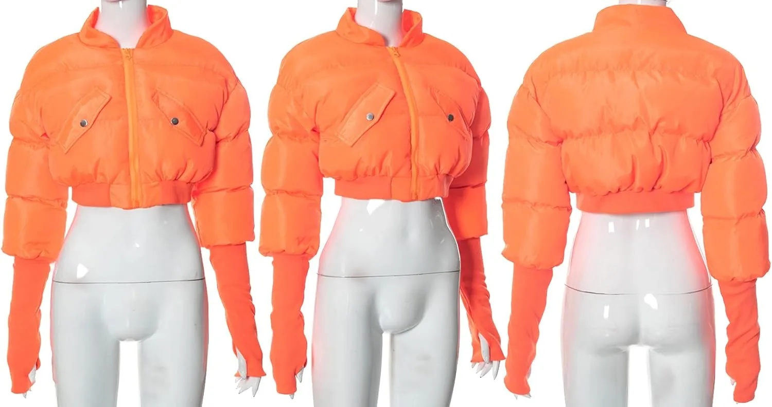 Women's Puffer Quilted Lightweight Jackets Cropped Zip Up Bubble Coats Warm Padded Outwear