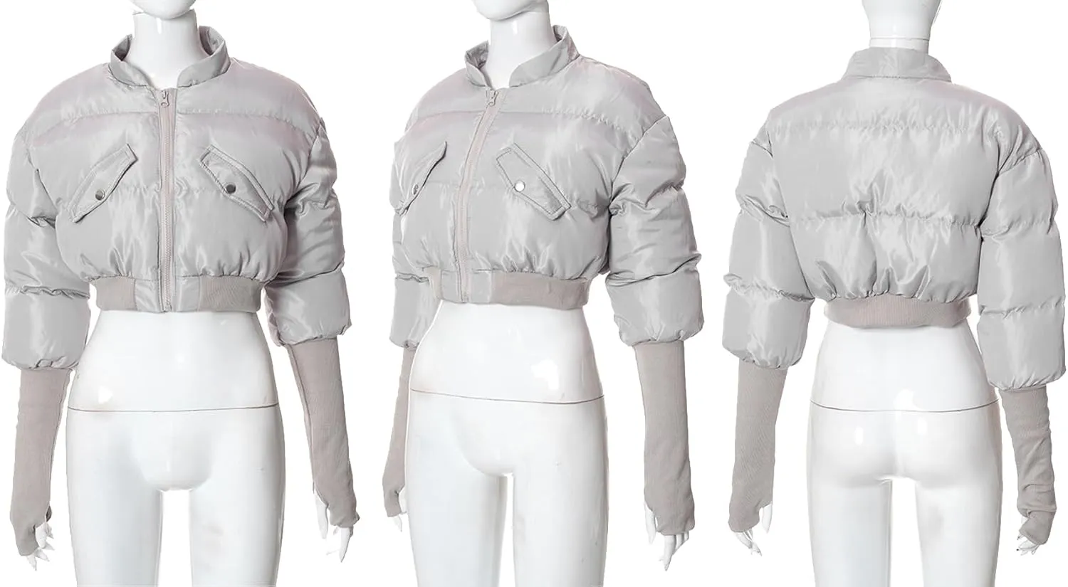 Women's Puffer Quilted Lightweight Jackets Cropped Zip Up Bubble Coats Warm Padded Outwear