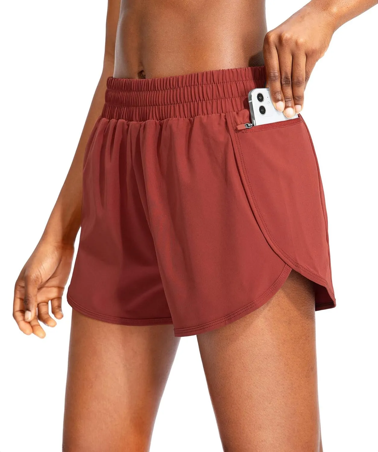Womens Quick-Dry Running Shorts with Zipper Pockets Athletic Gym Track Workout Shorts Layer Active Shorts