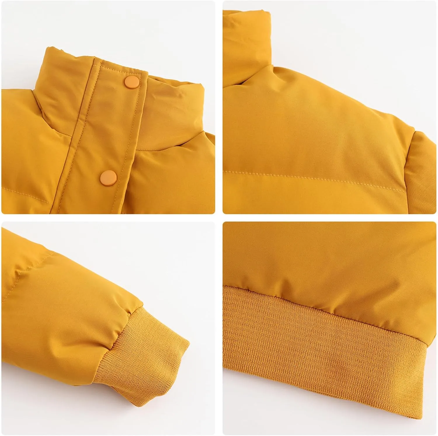 Women's Winter Cropped Puffer Jacket Long Sleeve Oversized Stand Collar Zip-Up Short Down Coat Fashion Solid Outwear