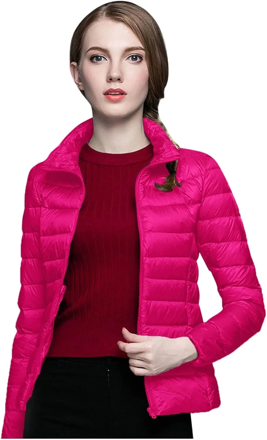 Women's Winter Down Long Jacket Thickened Puffer Warm Coat Warm Packable Down Jackets Slim Fit Hooded Jacket