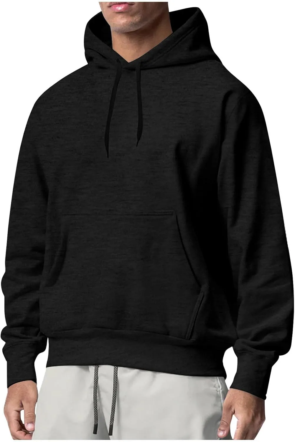 Ymosrh Mens Casual Hoodie Sweatshirt Solid Color Long Sleeve Workout Hooded Sweatshirts with Pockets Hoodies Pullover, S-3XL