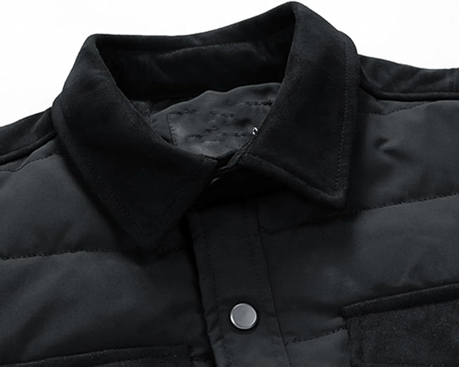 Zeiyignr Men's Padded Down Jackets Winter Button Down Fleece Outwear Casual Windproof Sherpa Lined Lightweight Puffer Coats
