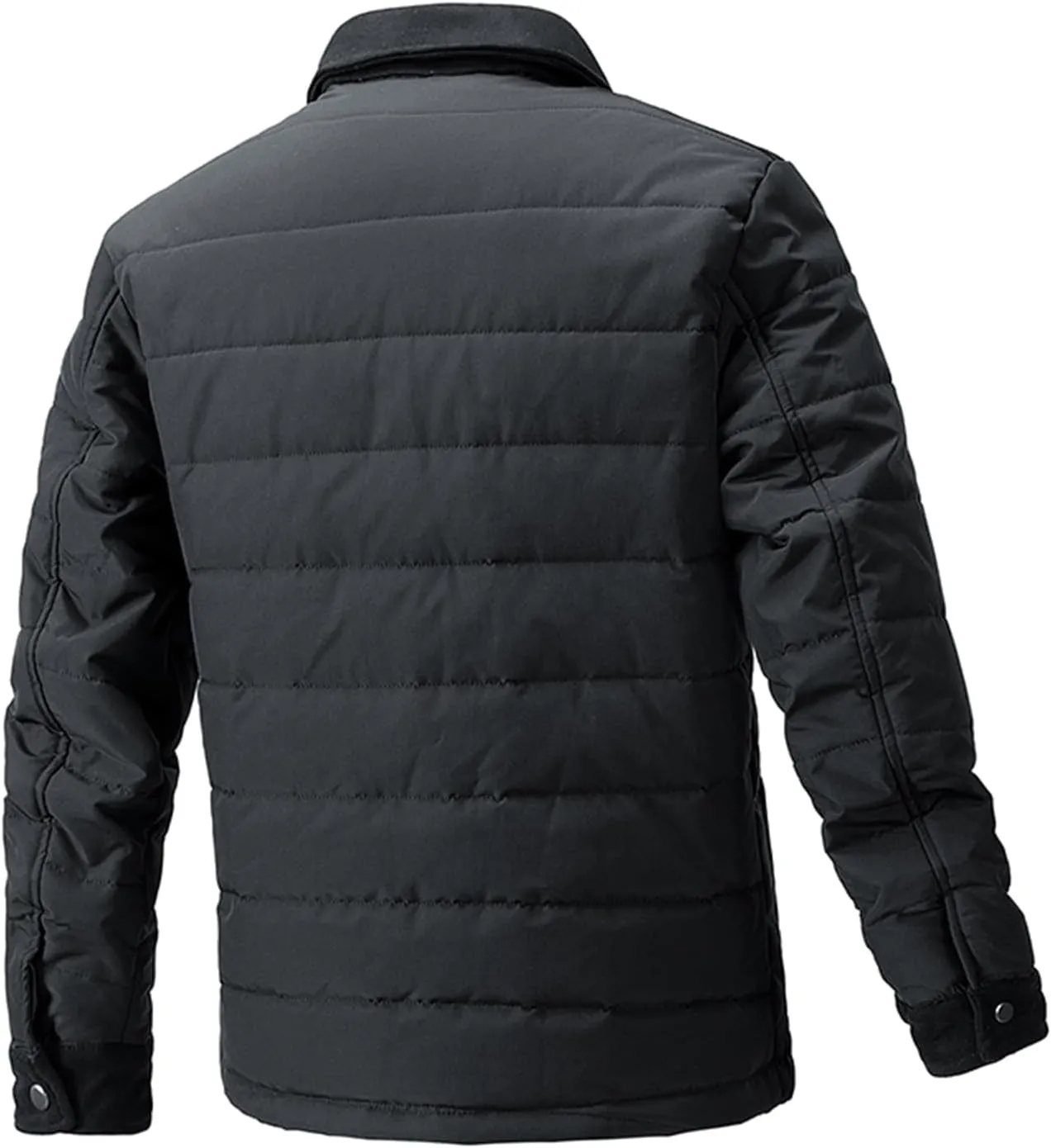 Zeiyignr Men's Padded Down Jackets Winter Button Down Fleece Outwear Casual Windproof Sherpa Lined Lightweight Puffer Coats